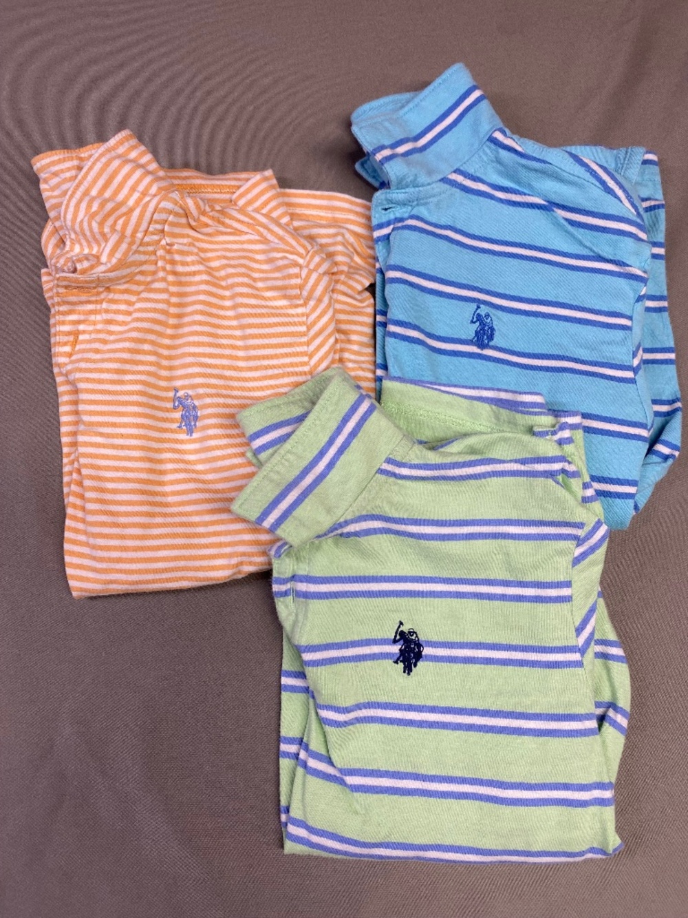 U.S. Polo Assn. Set of 3 Boys Short Sleeve Striped Polo Shirts Size M(8)